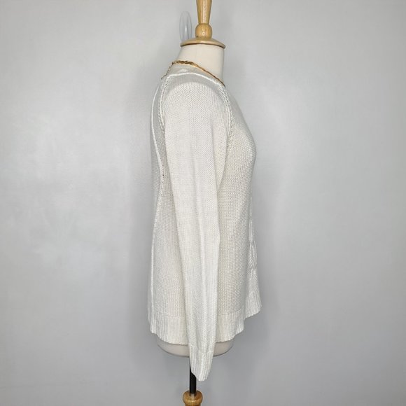 Apt. 9 Cream Cable Knit Mixed Knit Sweater Size L - Picture 5 of 12
